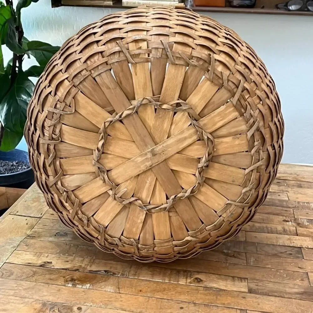 Antique Maine Penobscot Indigenous Hand Woven Handled Basket